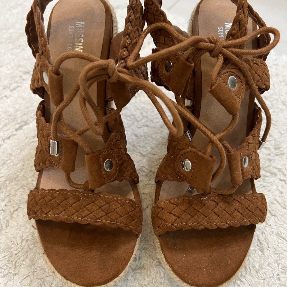 Brown laced Wedges  size 6